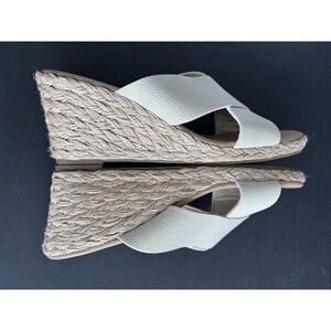 Tommy Bahama‎ Suzette Espadrille Wedge Beige Stretch Slip On Sandal Size 9.5